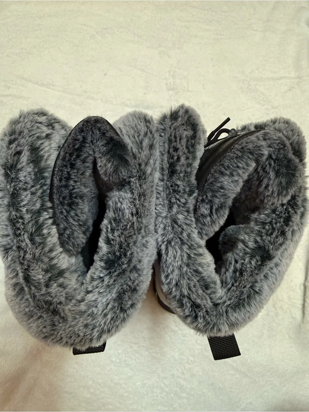 Black Faux-Fur Trim Winter Boots for Women